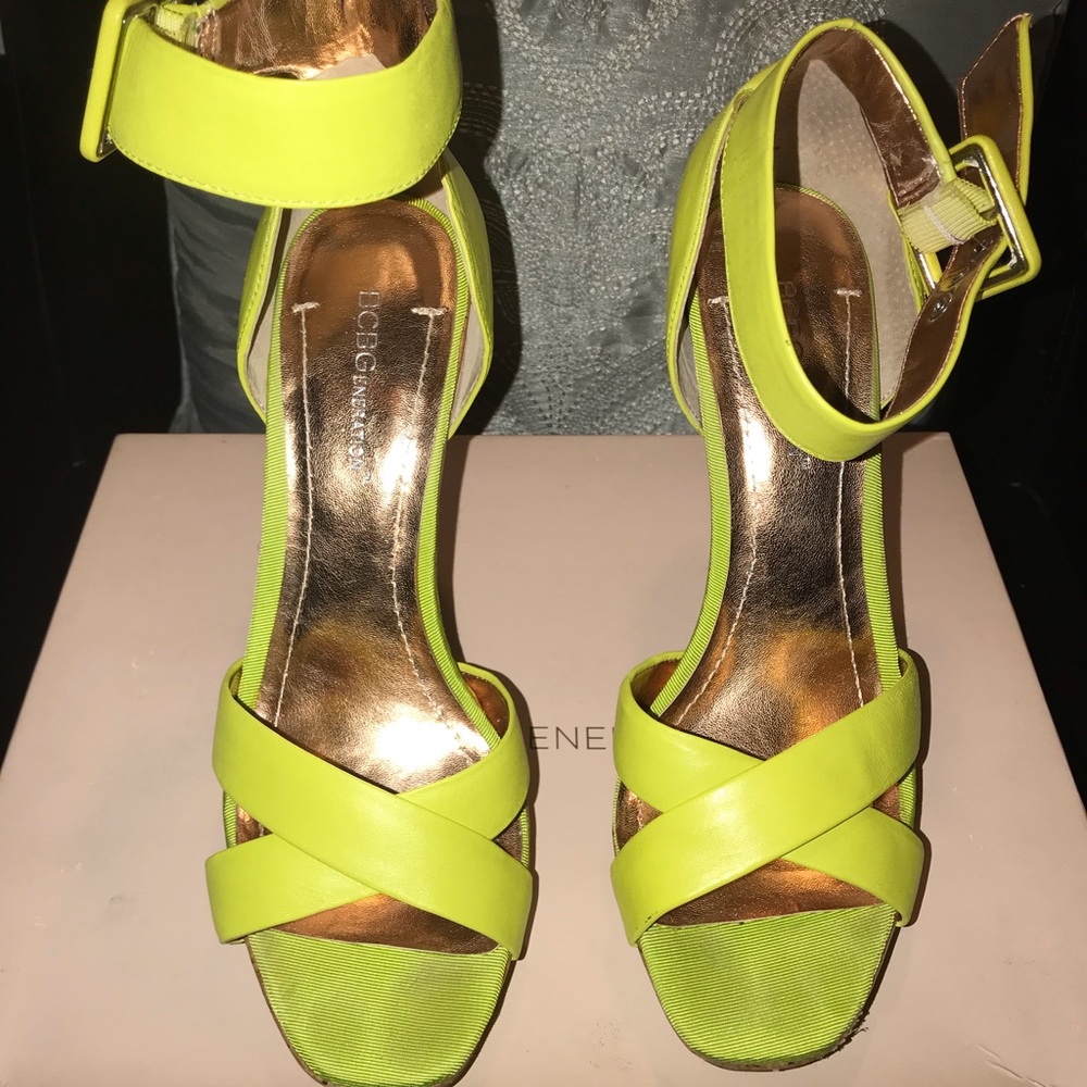 BCBGeneration Lime Green Platform Sandals